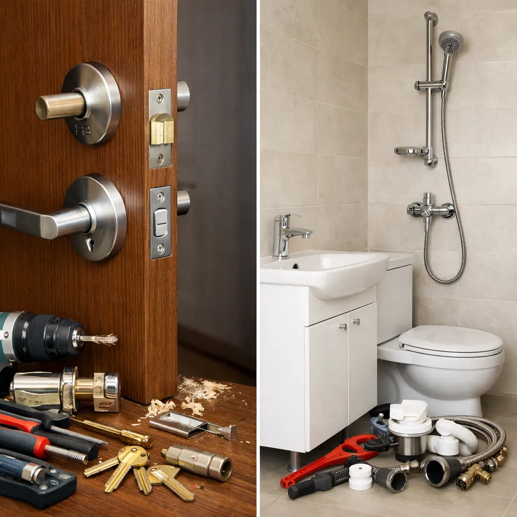 Installation serrures et équipements sanitaires par serrurier plombier